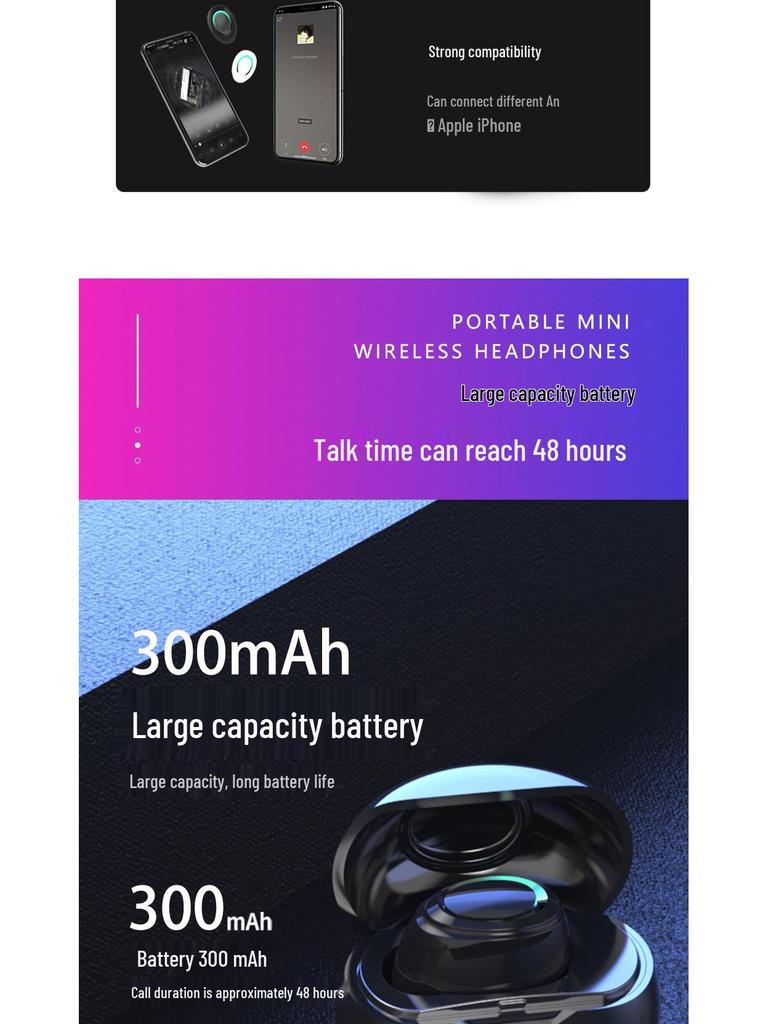 Wireless Bluetooth In-Ear Earbuds with Super Long Battery Life
