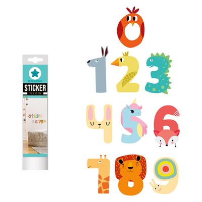 [R3397] - Multicolored 'Animal Numbers' Sticker Sheet - 20x70 Cm