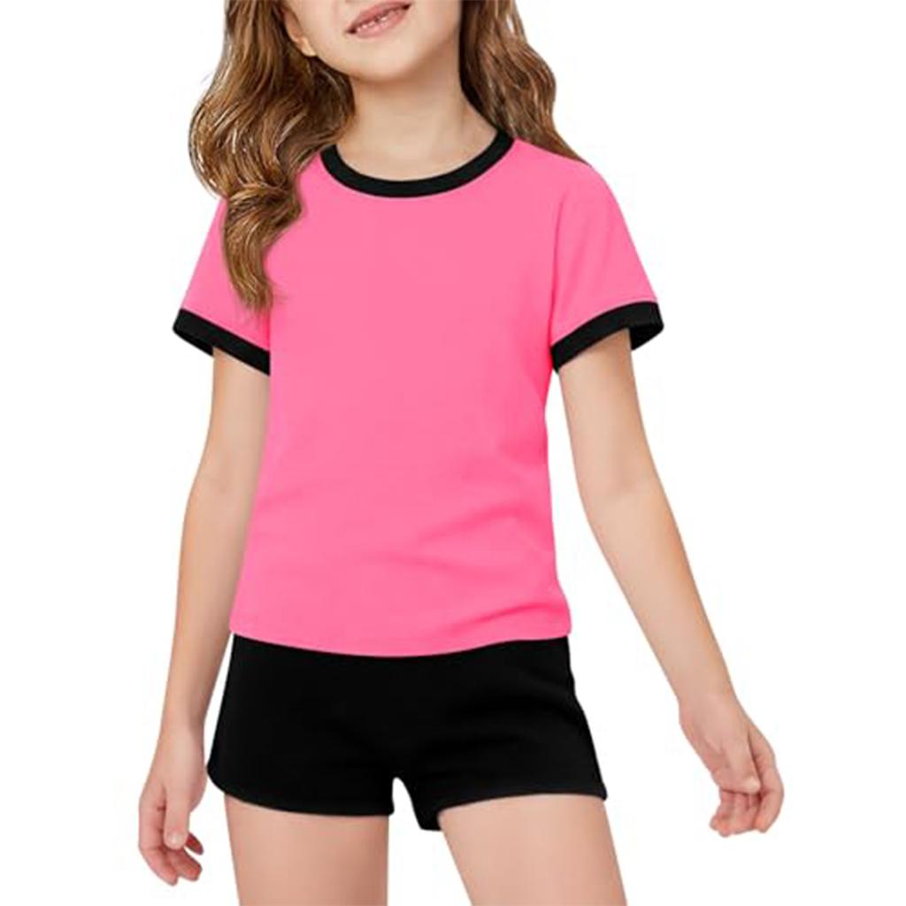 Kid Patriotic Outfit - Short Sleeve & Shorts 2-Piece Set For Girl