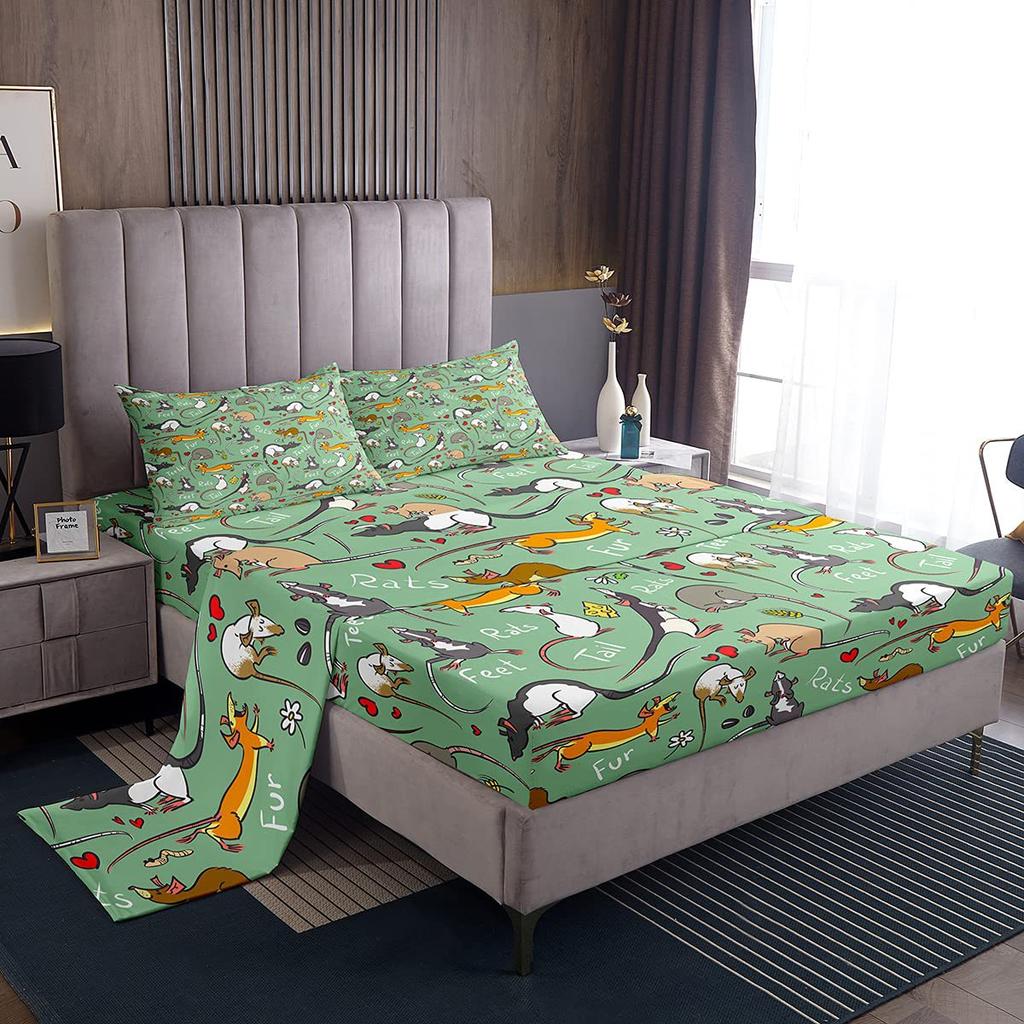 Cartoon cherry blossom panda pattern bed hat four-piece bedding set bedroom dormitory bedding decoration