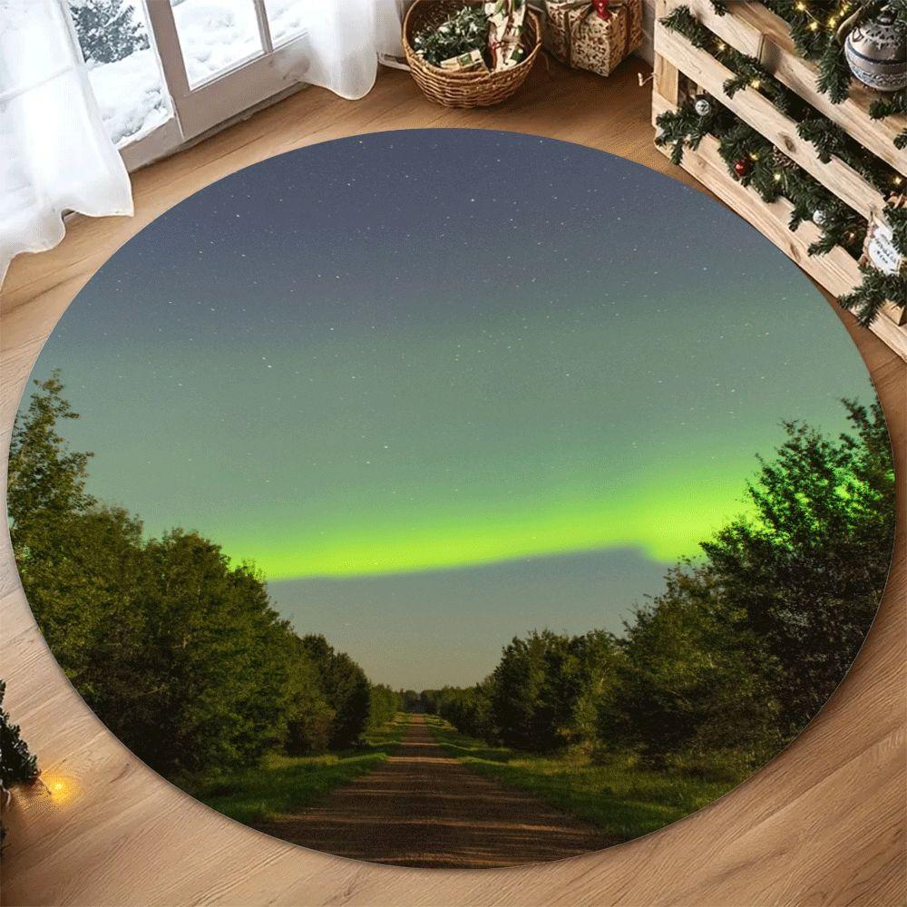 

Flannel Printed Aurora Borealis Rug Northern Lights Sky Design Nature Decor Soft Floor Mat For Living Room Bedroom And Dreamy 60cm