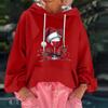 Women's Christmas Print Loose Casual Long Sleeve Hooded Sweatshirt