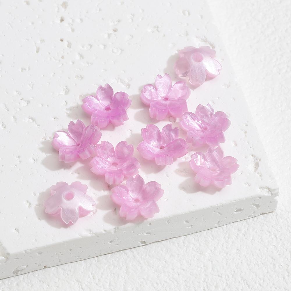 10/20/50pcs Resin Flower Beads Caps Cherry Blossoms Petal Charms Pendants Loose Spacer Bead for Earrings Hair Jewelry Making DIY