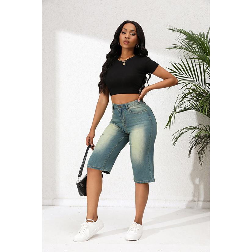 New women s jeans 2026 new straight-leg pants summer loose fashion casual mid-length pants S