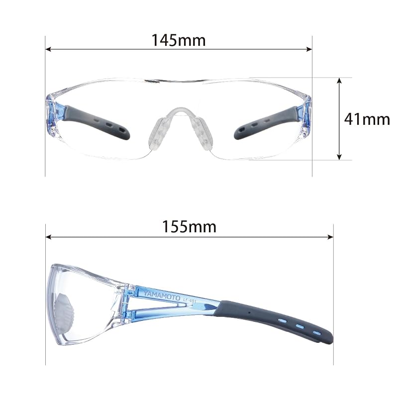 [Yamamoto Optical] Safety Glasses LF-401 Ultra-lightweight, Scratch-resistant, Anti-fog, Blue, Made in Japan, JIS Standard, UV Protection, Unisex