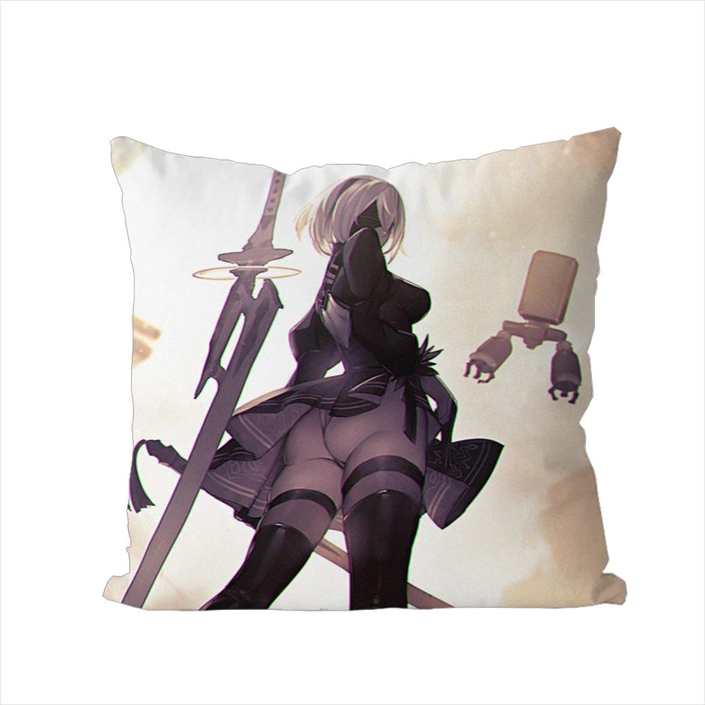 NieR Automata Pillow Case For Car Sofa Decorative Home Doublesided Print Plush Square Throw Pillow Cushion Cover