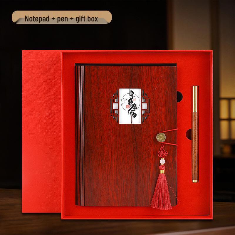 Premium Wooden Notebook Gift Set: Customizable Journal with Logo for Business Souvenir