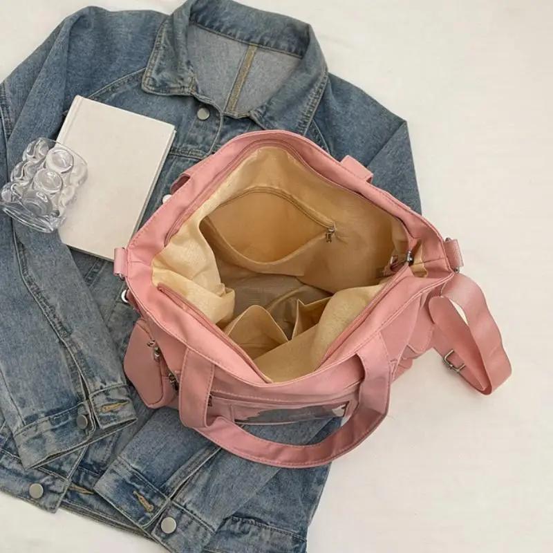 Nylon shoulder bag for women  casual and simple mummy bag  large capacity  solid color