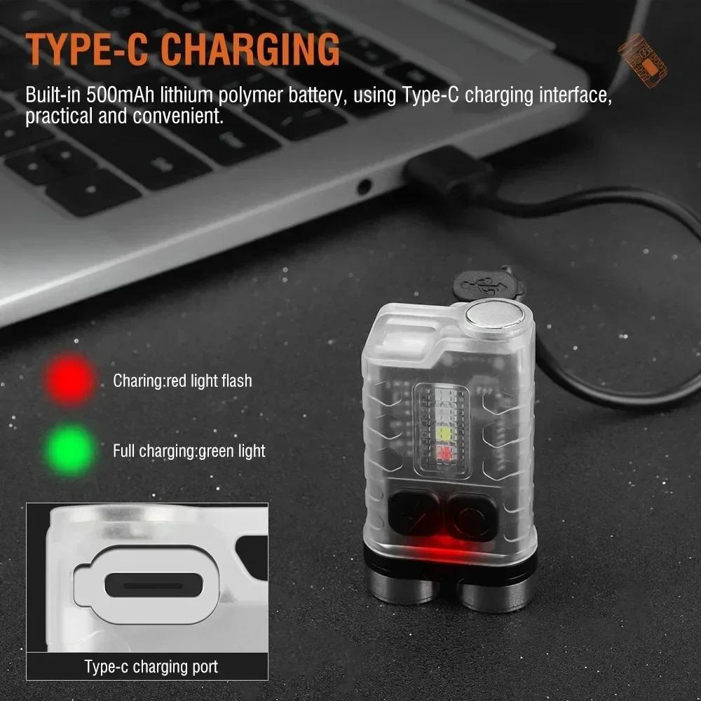 V3 EDC LED Flashlight Portable Mini Keychain Light TYPE-C Rechargeable Pocket Torch with Magnet UV Lamp Camping Fishing Lantern