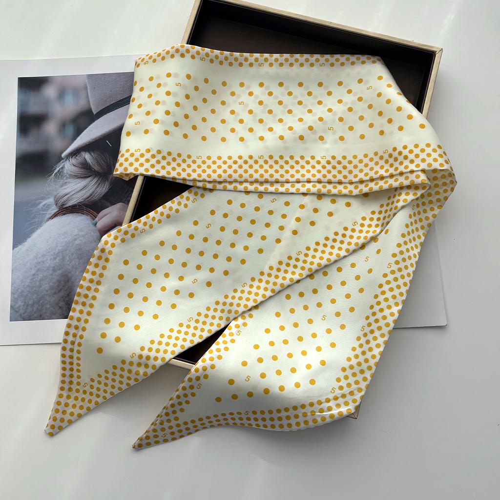 Polka Dot Print Skinny Scarf For Women Luxury Hair Band Soft Stain Silk Ribbon Tie Neck Bag Scarf Fashion Wrist Belt Neckerchief