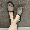 Round Toe Flat Bottom Sandals Half Slippers Women Flat Shoes Ladies Mesh Beach Slides Outside Mules Designer Gladiator Sandals
