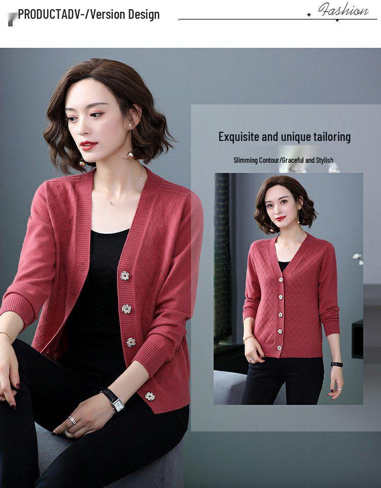 2025 Autumn/Winter Women's Elegant Short Knit Cardigan - Loose Casual Shawl Sweater