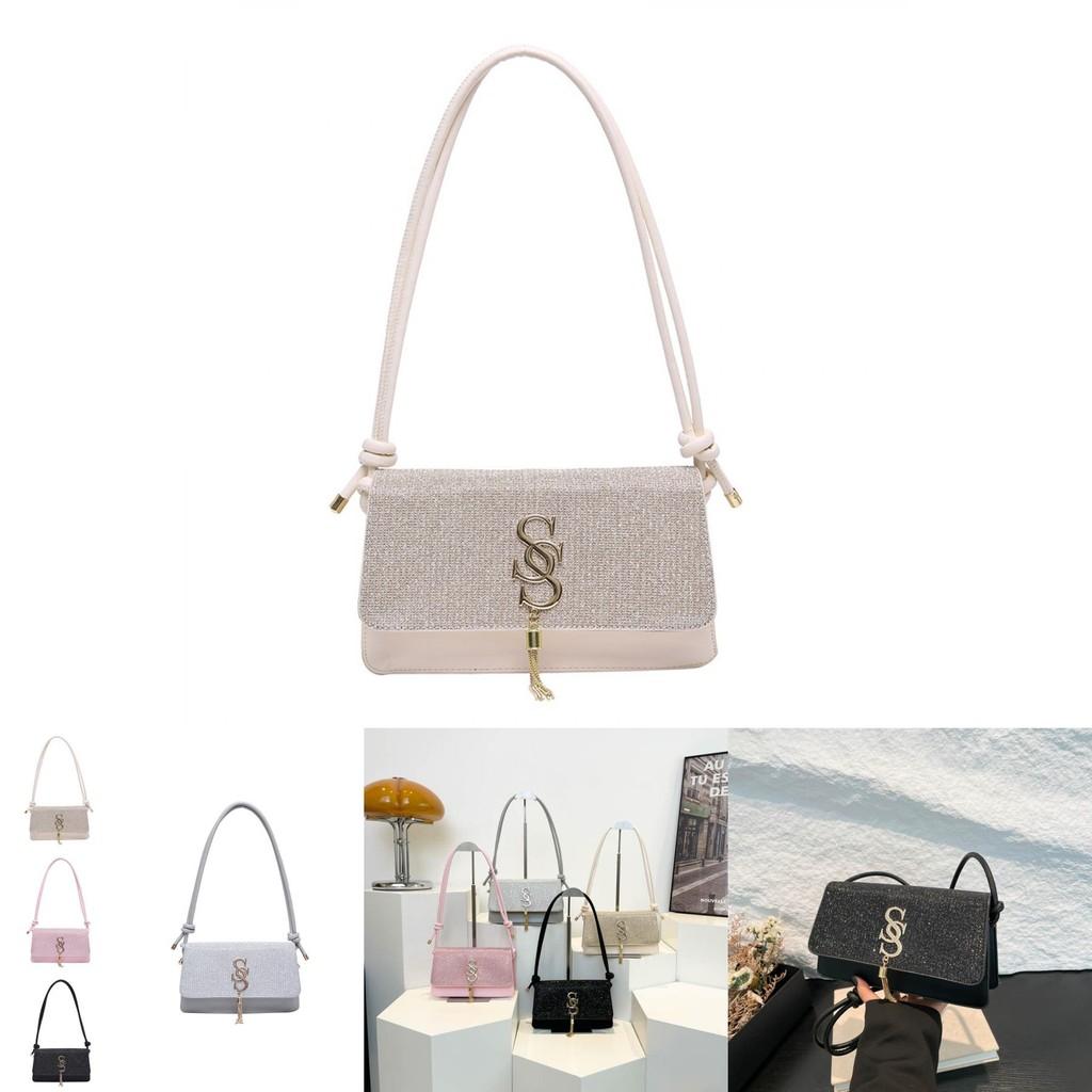 Chic Fashionable Tassel Small Square Bag For Women In Stylish Black Pink Khaki Silver