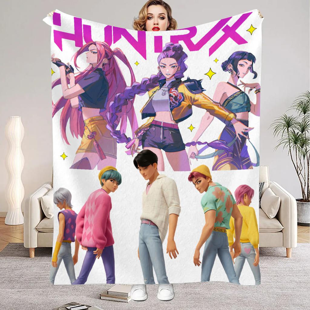 Kpop Dämonenjäger Huntrix Decken Qualität Weich Warm Überwurfdecke Winter Kinder Couch Bett Flauschige Tagesdecke