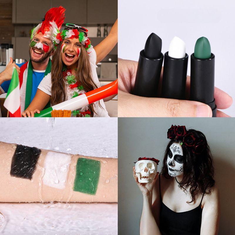 Pasta preta para os olhos fantasia de rosto de fã de futebol pintura facial para festa infantil preto para os olhos batom de Halloween