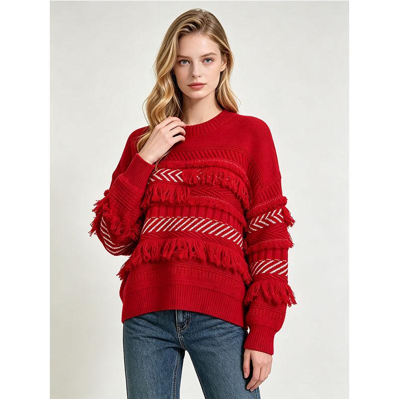 Women S Loose Lazy Tassel Knit Pullover Sweater Autumn Winter