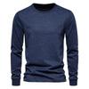 Men'S Long-Sleeved New Solid Color T-Shirt European Size Casual Sports Round Neck Pure Cotton Letter Printing Long-Sleeved Bottoming Shirt