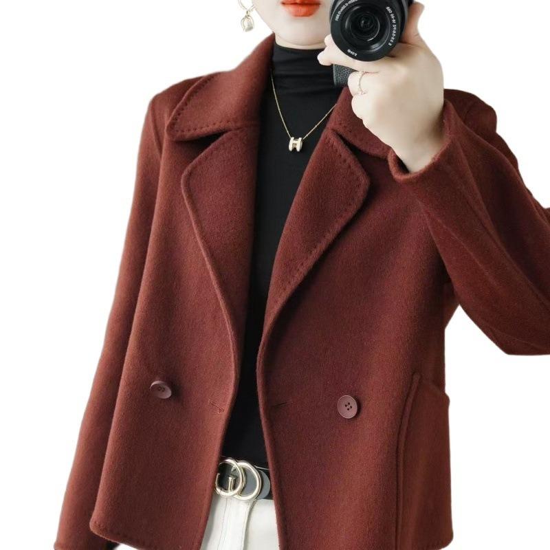 Damen S Kurzer Wollmantel Warme Wintermode Oberbekleidung