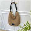 Taschen Damen Retro geflochtene Taschen Fauler Stil große Kapazität ausgehöhlte Strandtaschen Kontrastfarbe Unterarm-Beuteltaschen