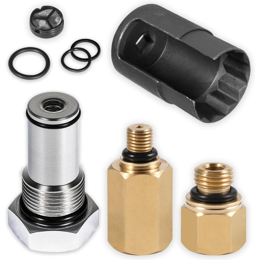 6.0 IPR Valve Socket & Oil Rail Adapters Kit & 6.0 High Pressure Oil Pump IPR Valve Air Test Fitting Tool with Seal Kit