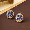 Vintage Sapphire Niche Petal Stud Earrings for Women