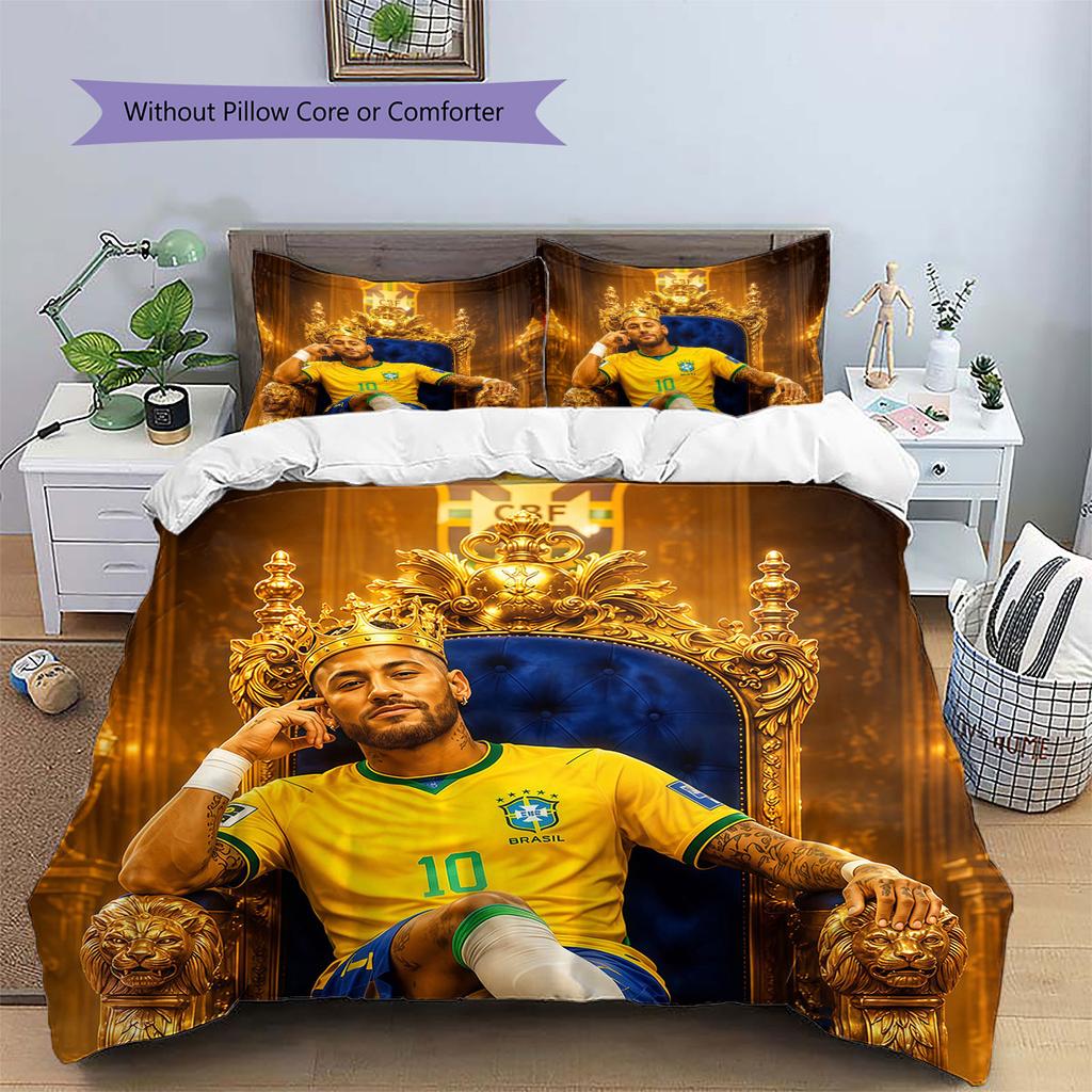 Neymar Pattern Bedding,Quilt Set Quilt Cover Pillowcase Home Birthday Gift(1 * duvet cover + 2 * pillowcase, without core)