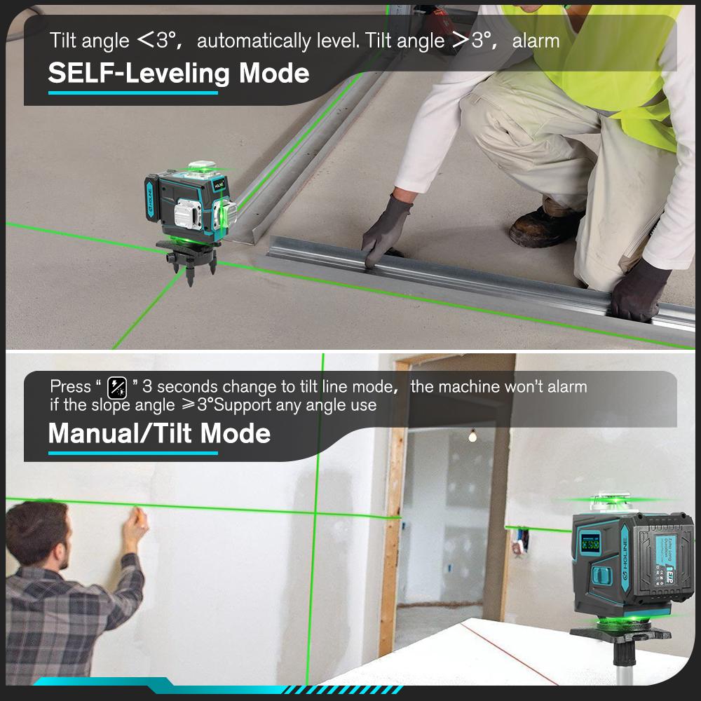 HGLINE 16 4D Lines Laser Level With APP Remote Control Selfleveling 360 Horizontal & Vertical Laser Level Construction Tool