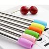 7pcs, Straw, Stainless Steel Reusable Straws With Silicone Straw Tip,Tea Straws, Travel, Beach, Party Supplies