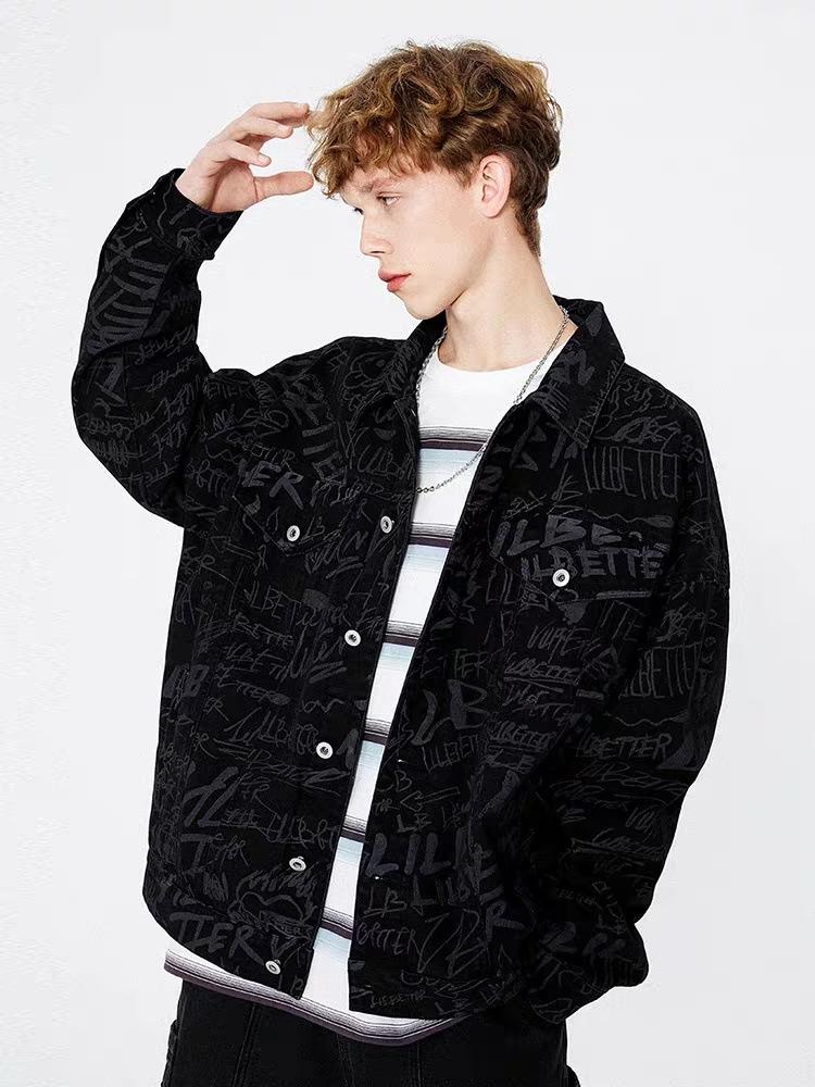 Men's Trendy Punk Street Style Denim Jacket - European & American Spring/Autumn Casual Motorcycle Top