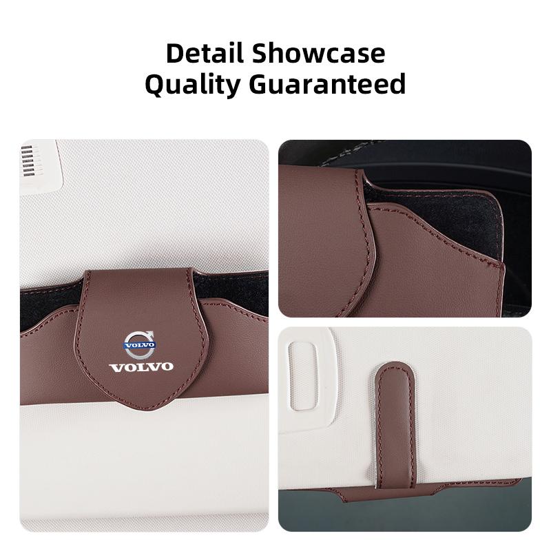 Car Glasses Clip Sun Visor Sunglasses Leather Storage Case For Volvo ES90 EC40 EX40 EM90 XC90 V90 V60 XC60 V40 S80 S60 S90 C40 cc1