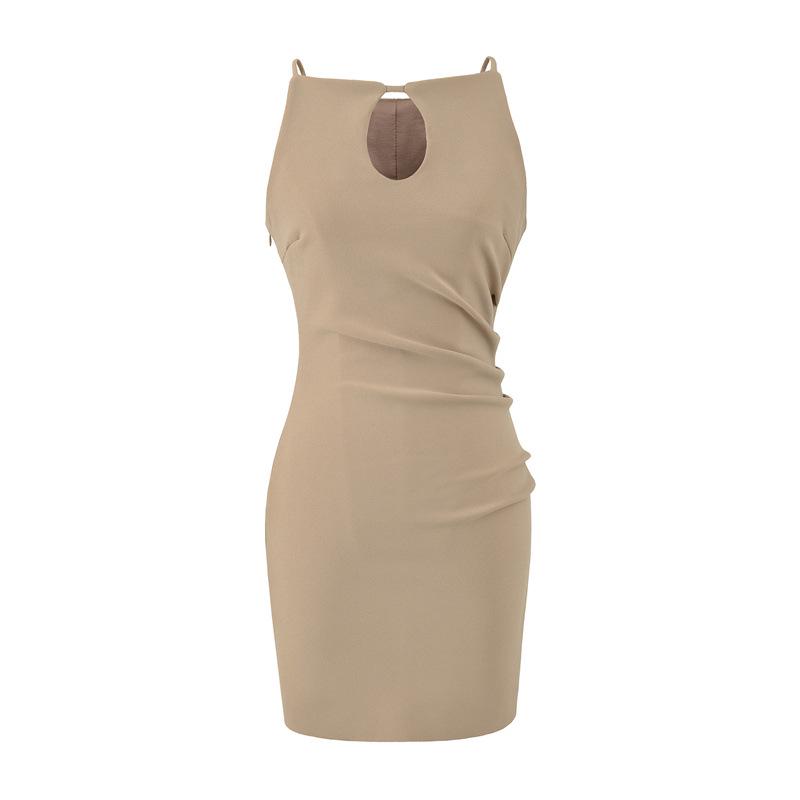 Retro Slim Off-the-Shoulder Pleated Bodycon Mini Dress