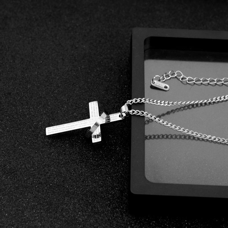 Hip Hop Punk Cross Circle Pendant Long Necklace Unisex Stainless Steel Sweater Chain