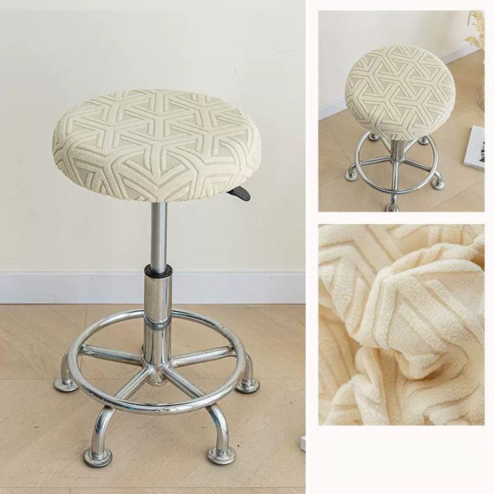 New Elastic Bar Round Stool Cover Thickened Stretchable Stool Cushion Slipcover Dustproof Washable Seat Chair Slipcover