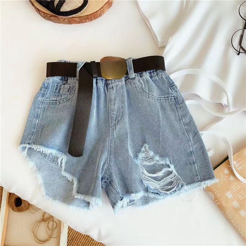Flickset Shorts för sommaren Löst för barn och bebisar Stiliga jeans och toppar Två trender