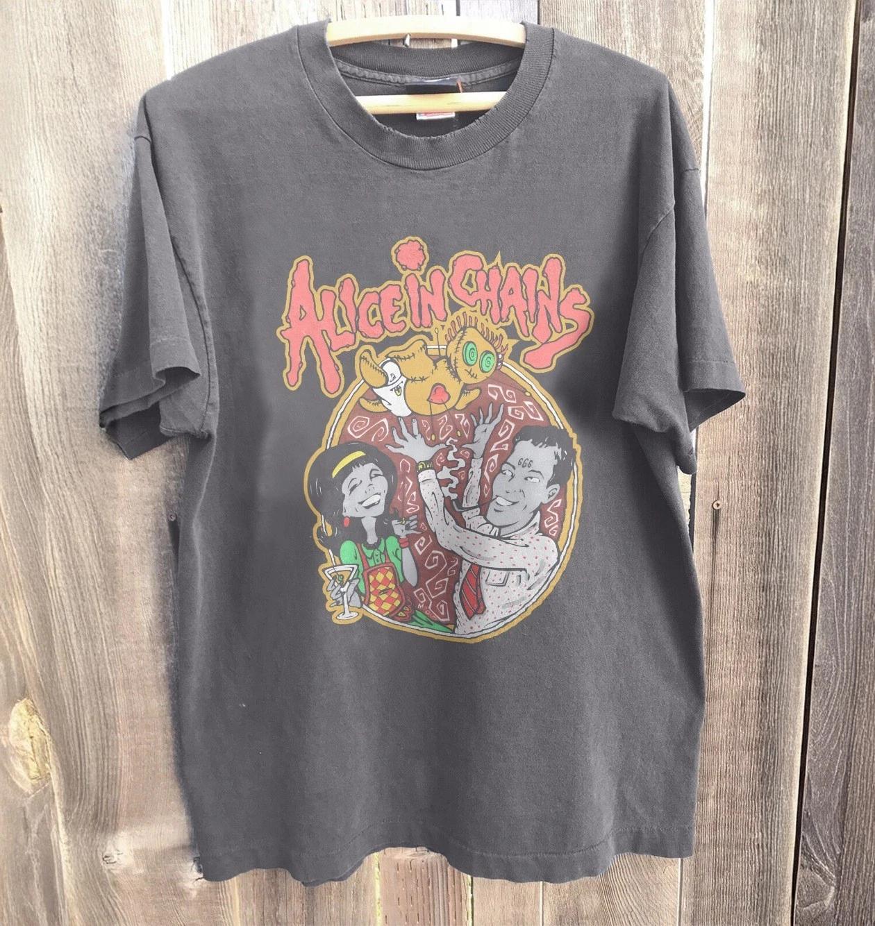

Summer Womens Vintage Alice in Chains T Shirt Cotton and Breathable Short Sleeve Streetwear Oversized Loose Casual S