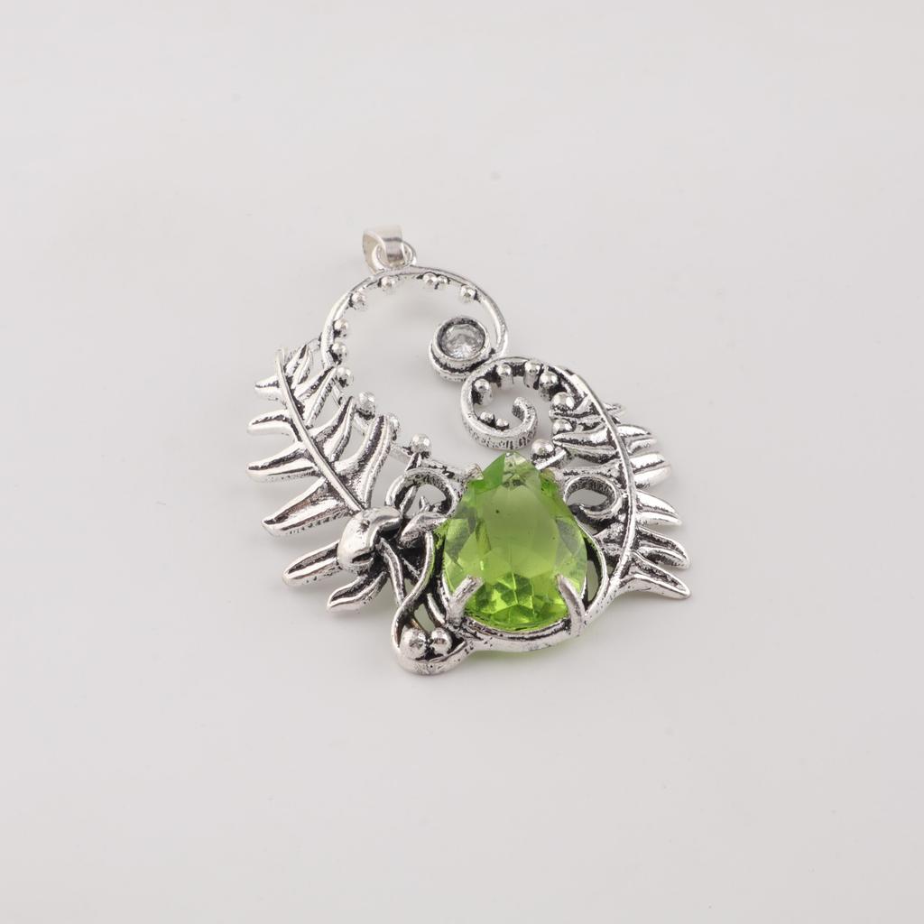 Peridot Gemstone Silver Partywear Pendant, 925 Sterling Silver Women Jewelry, August Birth-Stone Gift CP-42-1