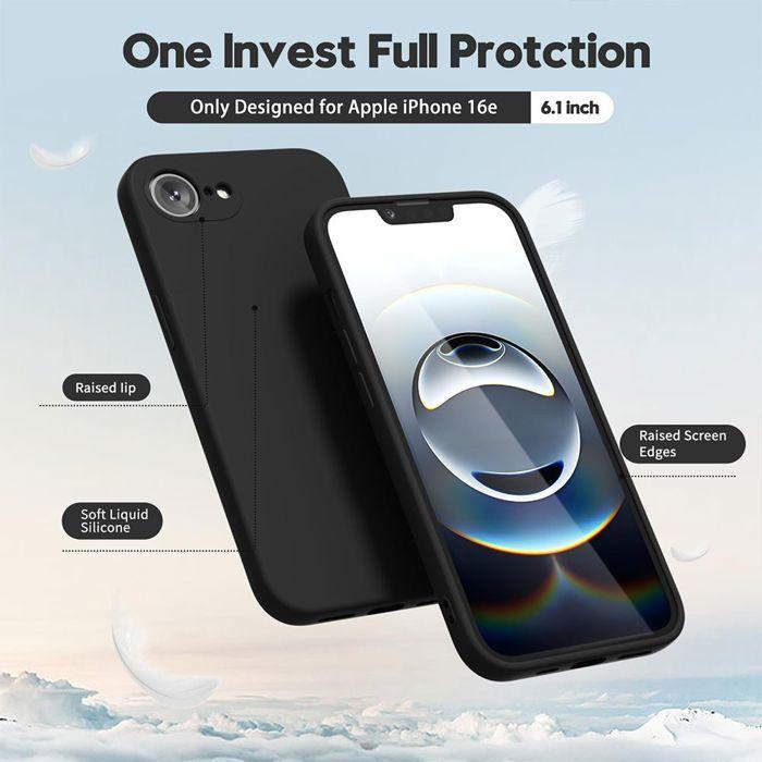 Coque pour iPhone 17e, Protection Silicone Souple Doux Anti-Rayures Antichoc - Noir