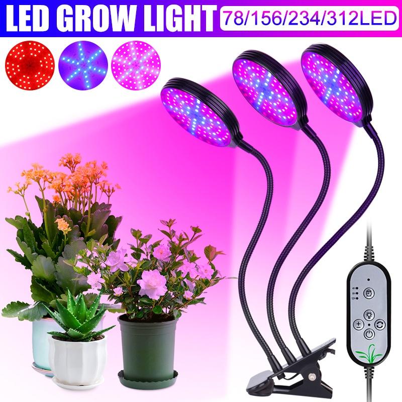 DC5V 2/3/4 Head Timing Full Spectrum Phyto Lamp Fruit Vegetable Grow Light USB Clip LED RedBlue Indoor Plant Grow Light