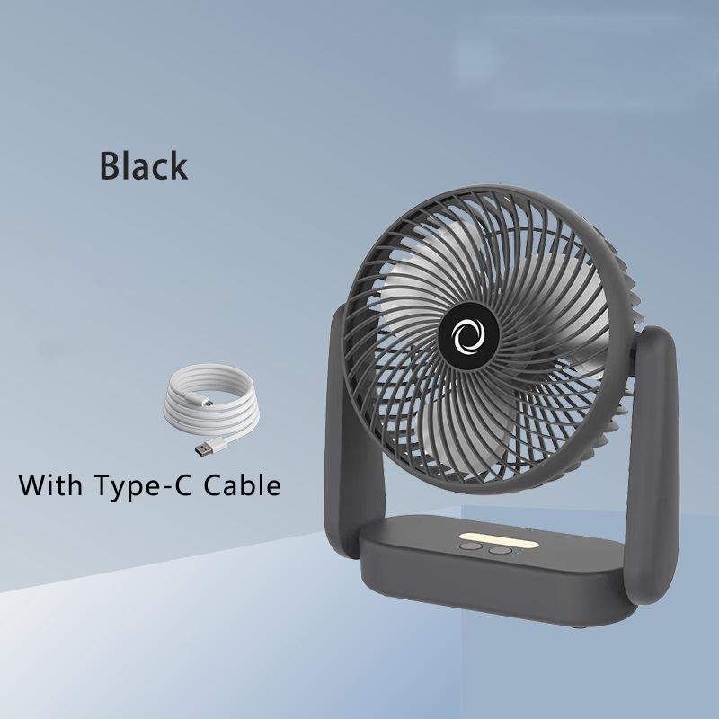 

3 в 1 360 вращающийся настольный вентилятор портативный USB зарядный вентилятор 6 дюймов мини настольный электрический вентилятор с ночником для студента работника чёрный