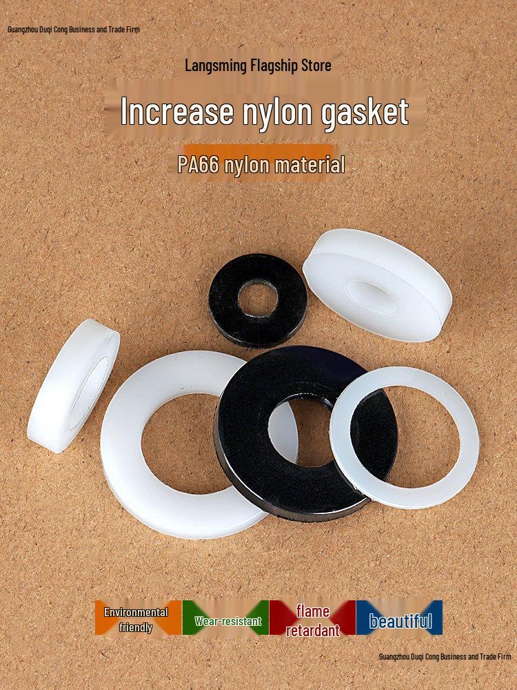 Enhanced Nylon Insulation Washers: Thickened, Flat, Round - Sizes M6 to M30.