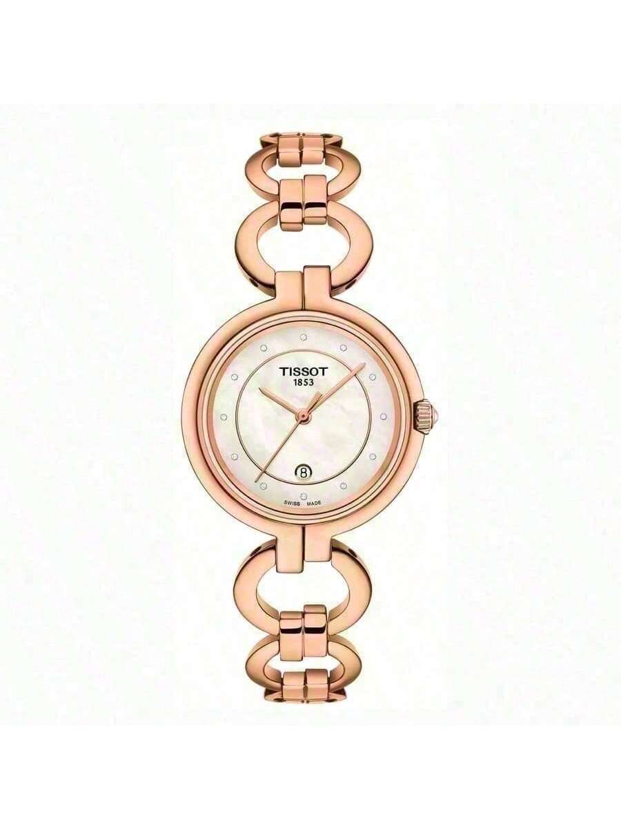 

Tissot Flamingo Series Quartz Movement Diamond-set Calendar Waterproof Rose Gold Casual Elegant Women s Watch, Swiss Watch, T094.210.33.116.01 білий