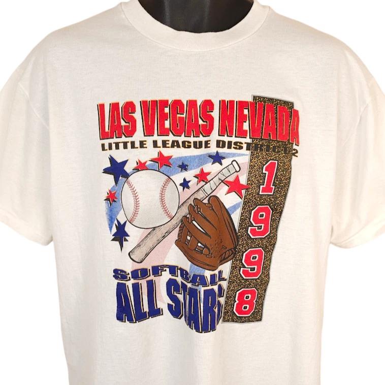 

Vintage Softball All Stars 100% Cotton T-shirt Mens Tees Top Mens Size Large White 98 Vegas Little League 2XL