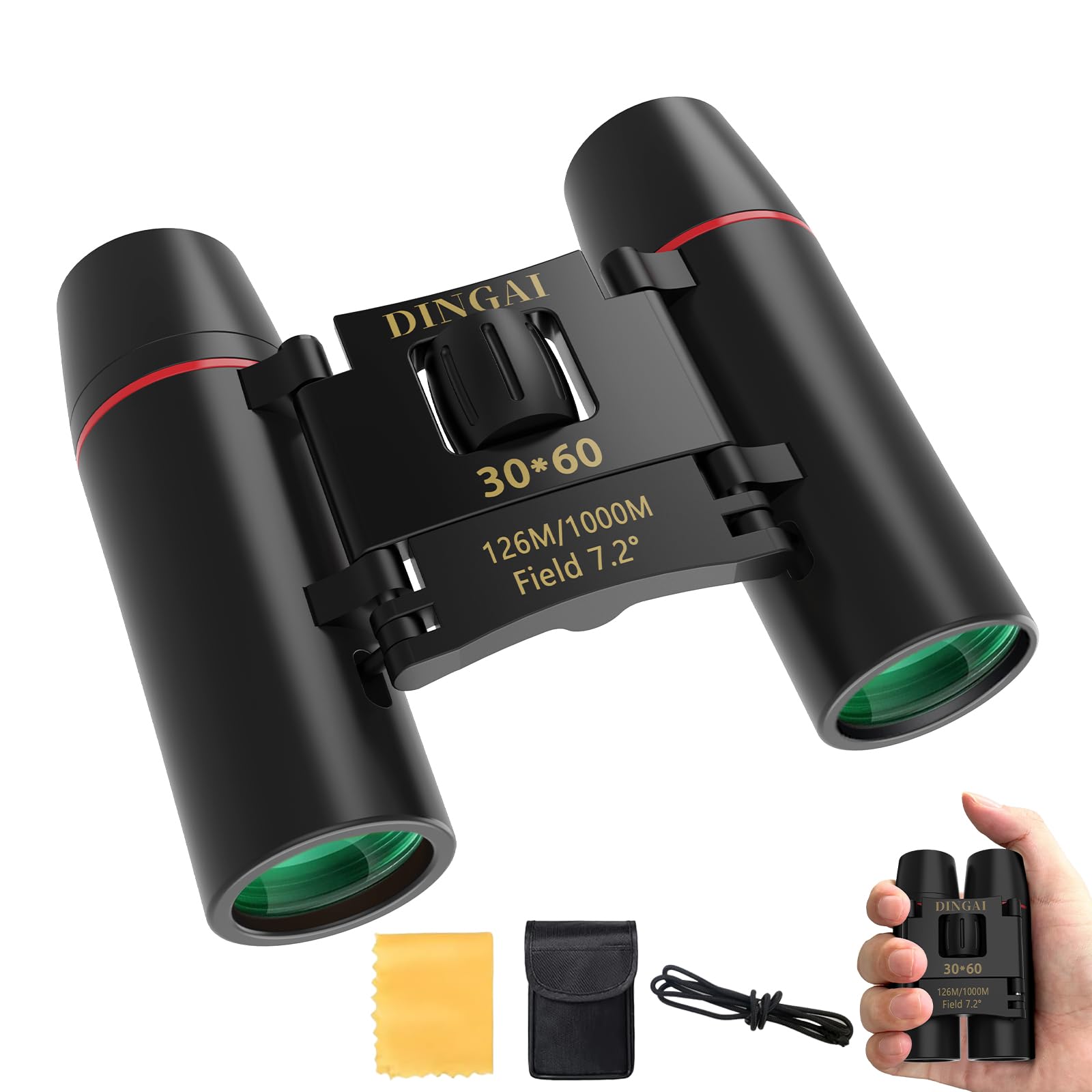 

DINGAI Binoculars for Live 20x Opera Glasses BAK4 Optical Lens FMC Multilayer Ultra Light Binoculars for Watching Binoculars for Adjustable Live Neck чорний
