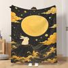 1pc Flannel Blanket The Moon And Rabbit Soft Comfortable And Warm This Nap Blanket/Sofa Blanket Is Suitable for All Seasons And Fe