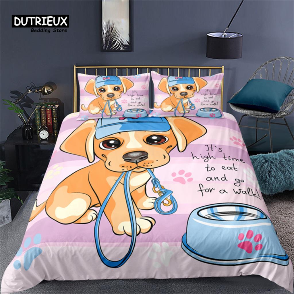 Modern Elegant Pug Pet Dog Polyester Funny Cartoon Animal Size For Kids Child Teens Decor Full King Comforter