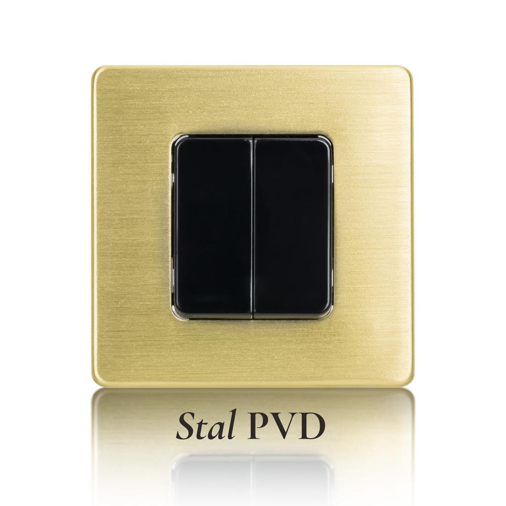 Double Black Staircase Light Switch Brushed Steel Pvd Brass