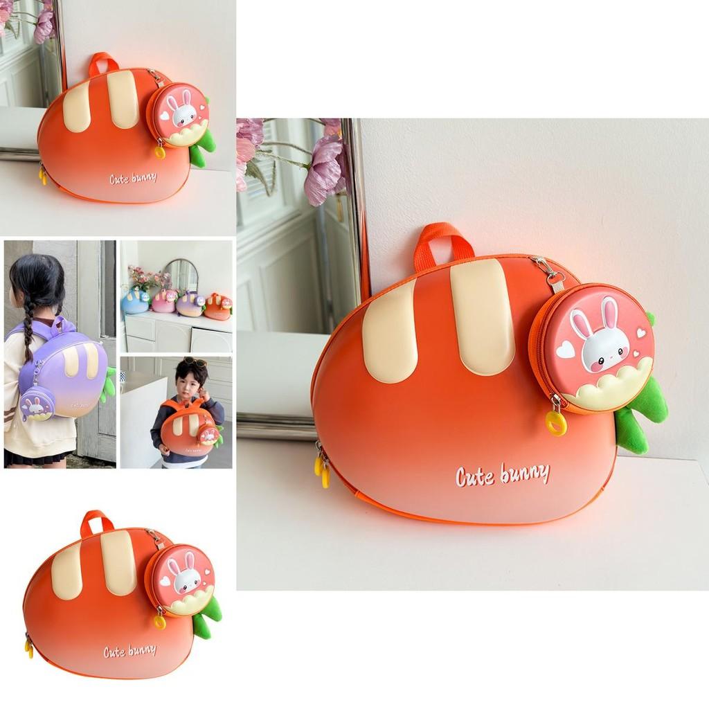 Joyful Eye-catching Carrot Design Kids Backpack For School With Breathable Oxford Material Playful Style