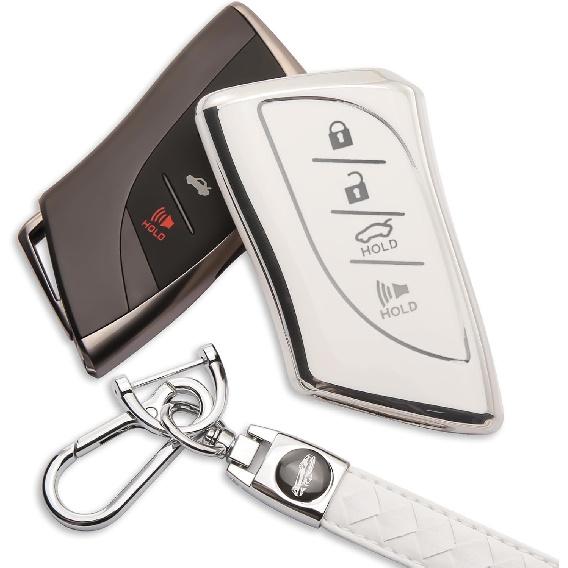 For Lexus Key Fob Cover 4-Button Anti-Scratch Protection Case With Keychain Fit For 2018-2025 ES LS LC UX NX RX GX LX (200T 250H 300H 350H 450H 500H