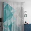 Abstract Gradient Blue-Green Gray Triangle Window Tulle Curtains for Living Room Bedroom Hotel Luxury Decoration Sheer Curtains