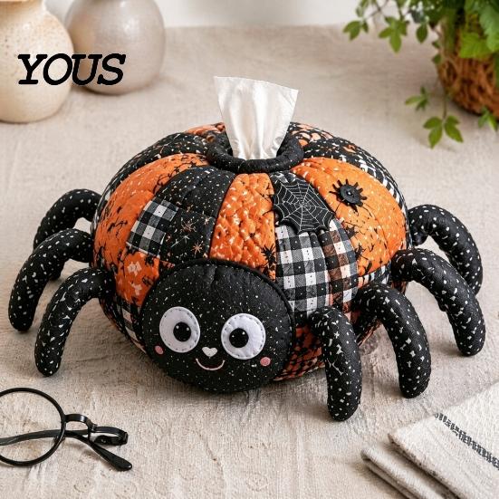 Quilted Tissue Cover Pattern Box DIY Sewing Kit, Halloween Theme, Patchwork Fabric Craft Gothic Bundle Set, Handicraft Cover, for Home And Haunted
